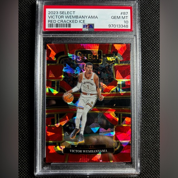 2023 PANINI SELECT #87 VICTOR WEMBANYAMA RED CRACKED ICE RC ROOKIE PSA 10 GEM MT - Picture 1 of 2